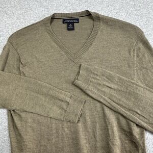 Banana Republic Extra Fine‎ Italian Merino Wool Sweater Medium Beige V Neck